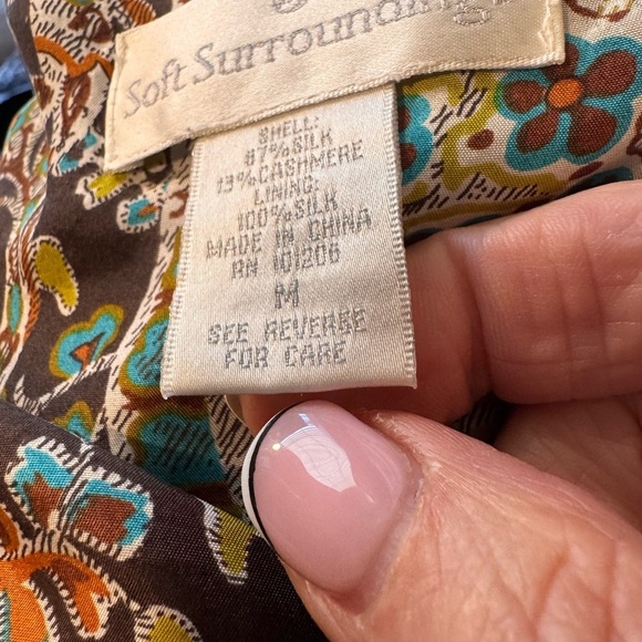 Soft Surroundings silk and cashmere Cardigan with Paisley Trim - Picture 7 of 10